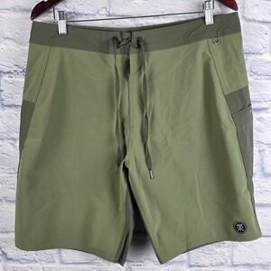 Roark Men Boatman Series Board Water Shorts Green Hybrid Surf Shorts Size Medium